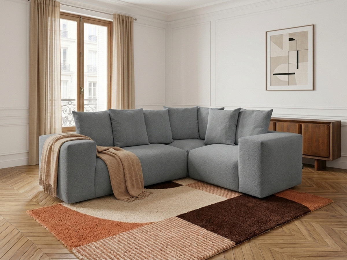 Canapé d'angle modulable VOLTAIRE chiné gris foncé