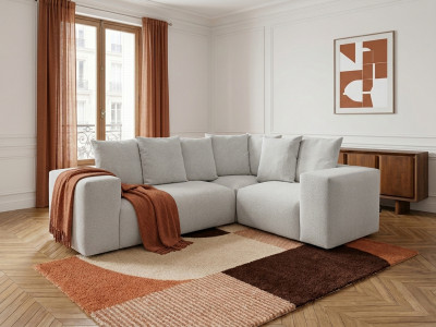 Canapé d'angle fixe modulable VOLTAIRE avec 1 chauffeuse 2 places, 1 angle et 1 chauffeuse 1 place tissu chiné
