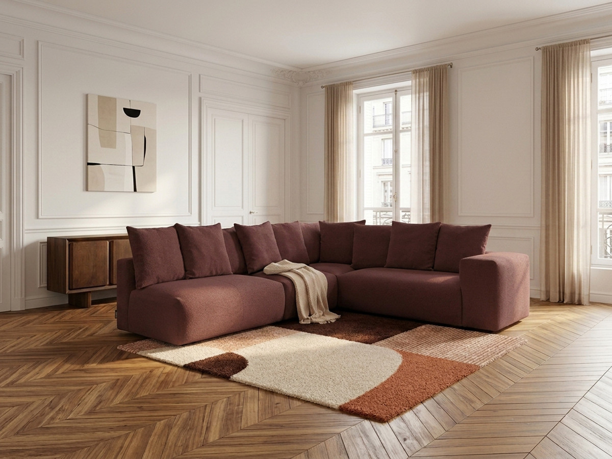 Canapé d'angle modulable VOLTAIRE rouge