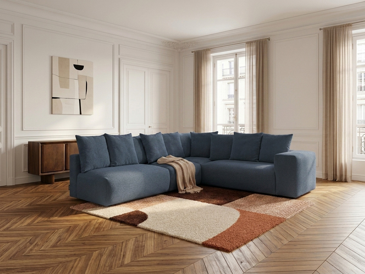 Canapé d'angle modulable VOLTAIRE bleu foncé