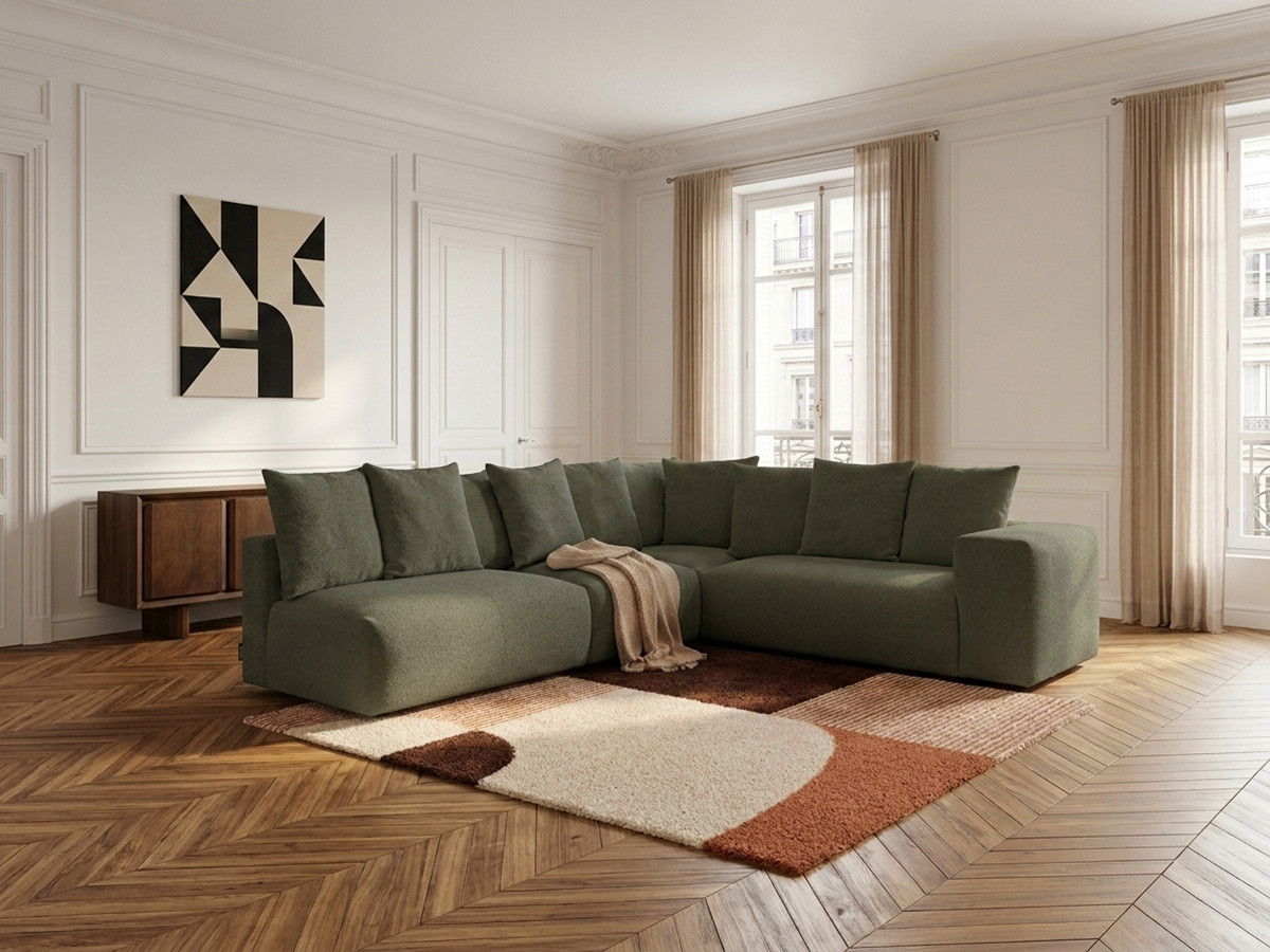Canapé d'angle modulable VOLTAIRE vert