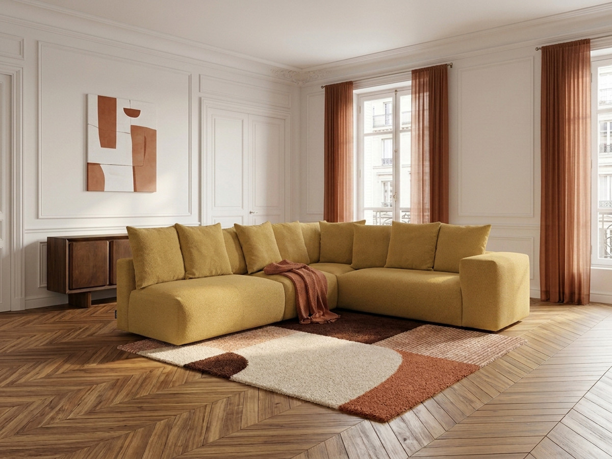 Canapé d'angle modulable VOLTAIRE jaune — vue 4