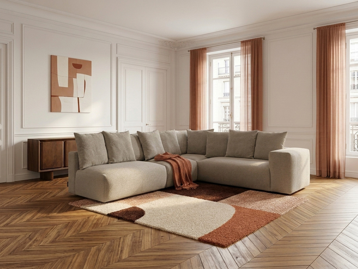 Canapé d'angle modulable VOLTAIRE taupe