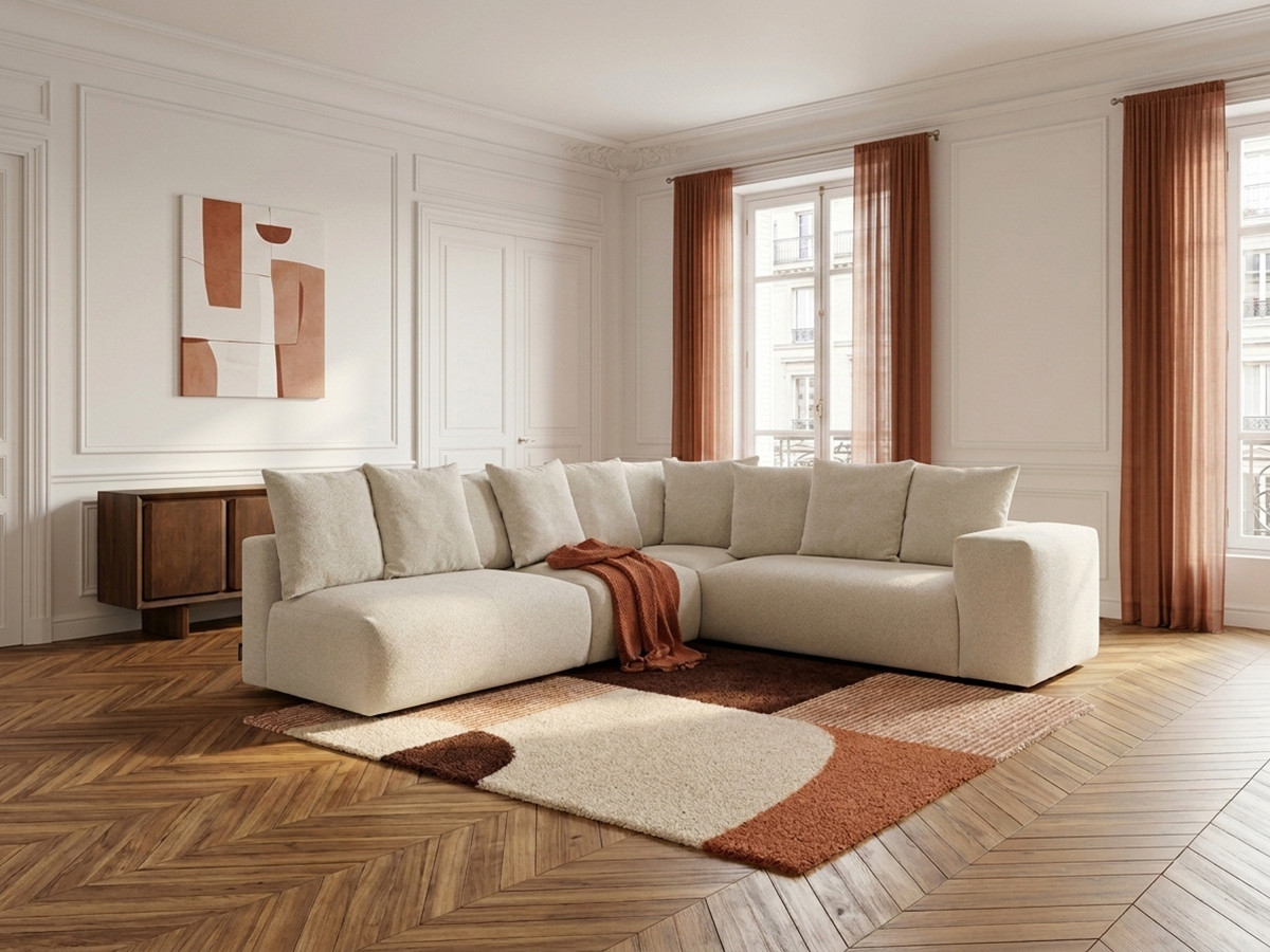 Canapé d'angle modulable VOLTAIRE blanc