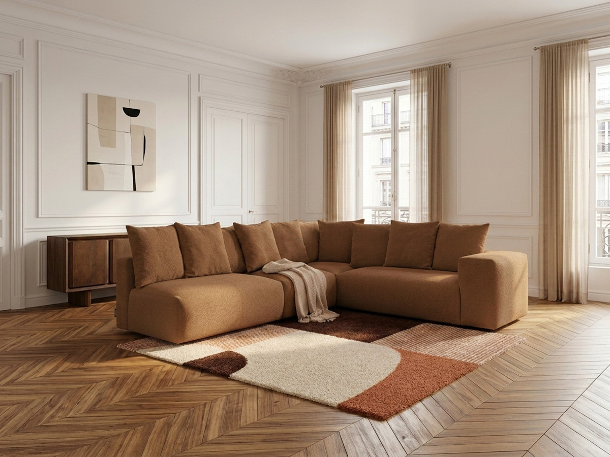 Canapé d'angle modulable VOLTAIRE orange