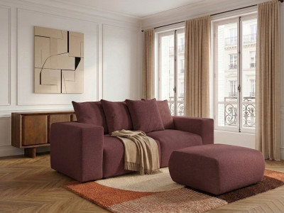 Canapé droit fixe modulable VOLTAIRE tissu chiné avec pouf