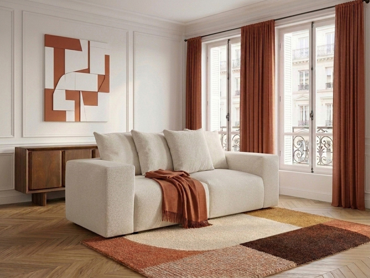 Canapé droit fixe modulable VOLTAIRE tissu chiné