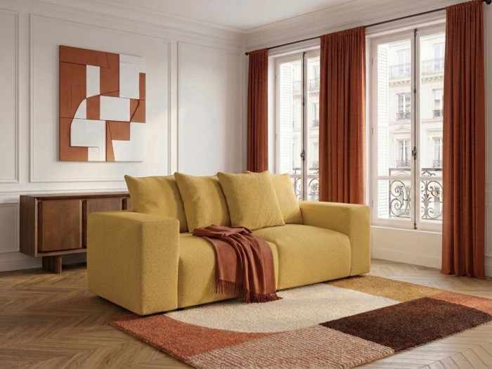 Canapé droit fixe modulable VOLTAIRE tissu chiné