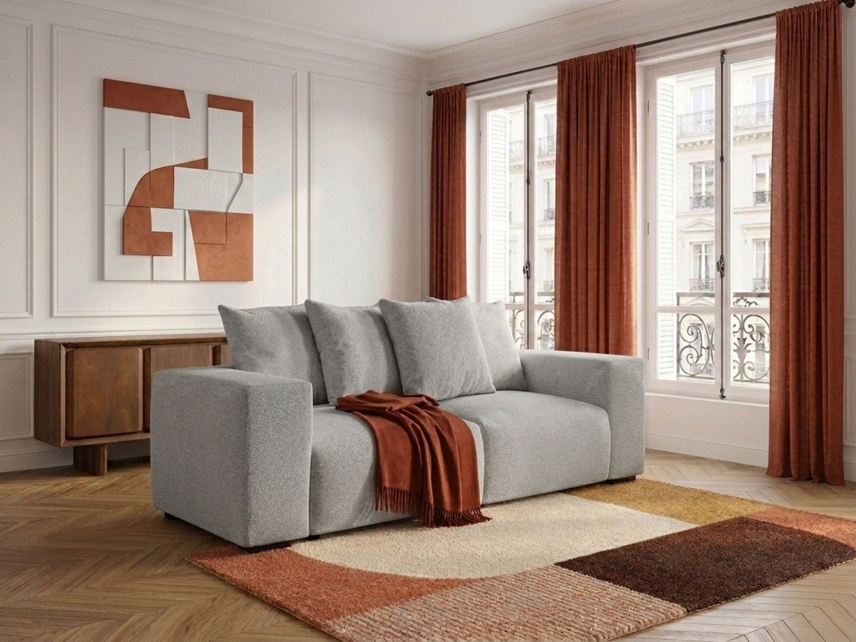 Canapé droit modulable VOLTAIRE chiné gris clair