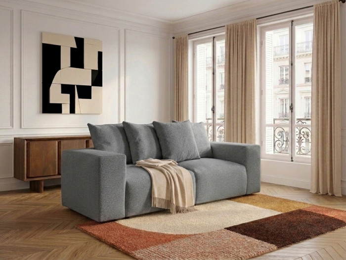 Canapé droit fixe modulable VOLTAIRE tissu chiné