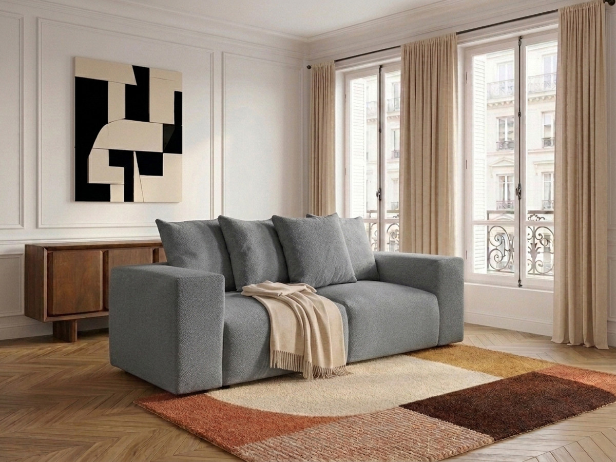 Canapé droit modulable VOLTAIRE chiné gris foncé