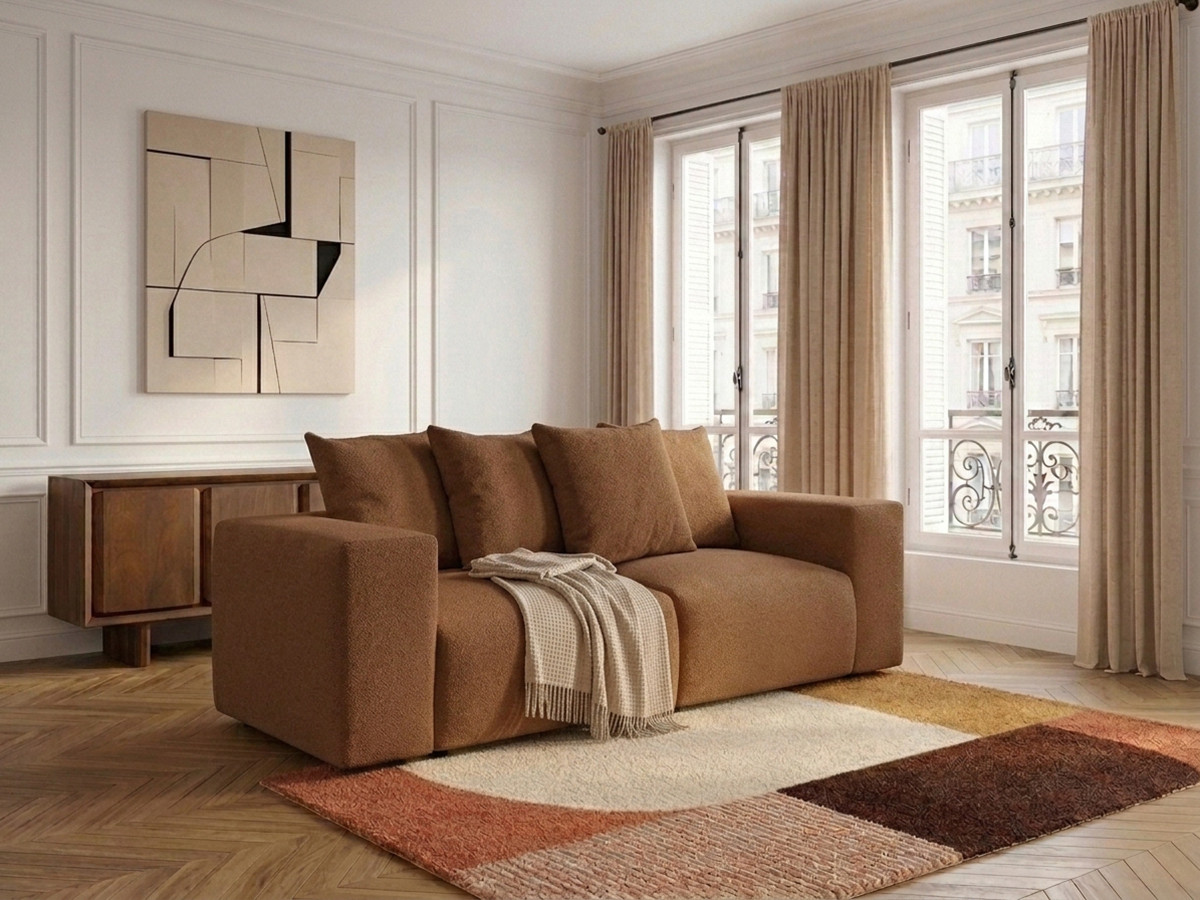 Canapé droit modulable VOLTAIRE chiné orange