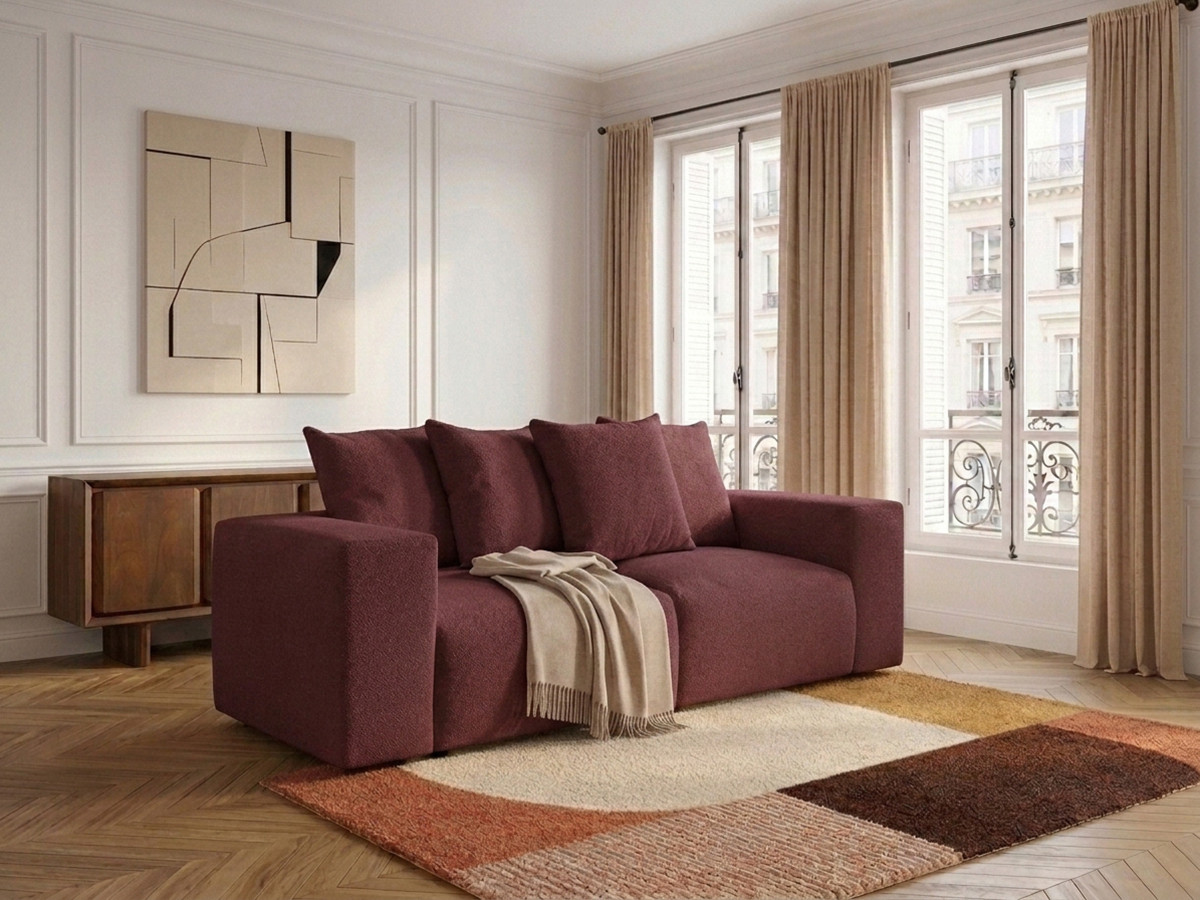 Canapé droit modulable VOLTAIRE chiné rouge