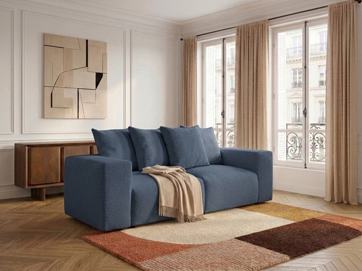Canapé droit modulable VOLTAIRE chiné bleu foncé