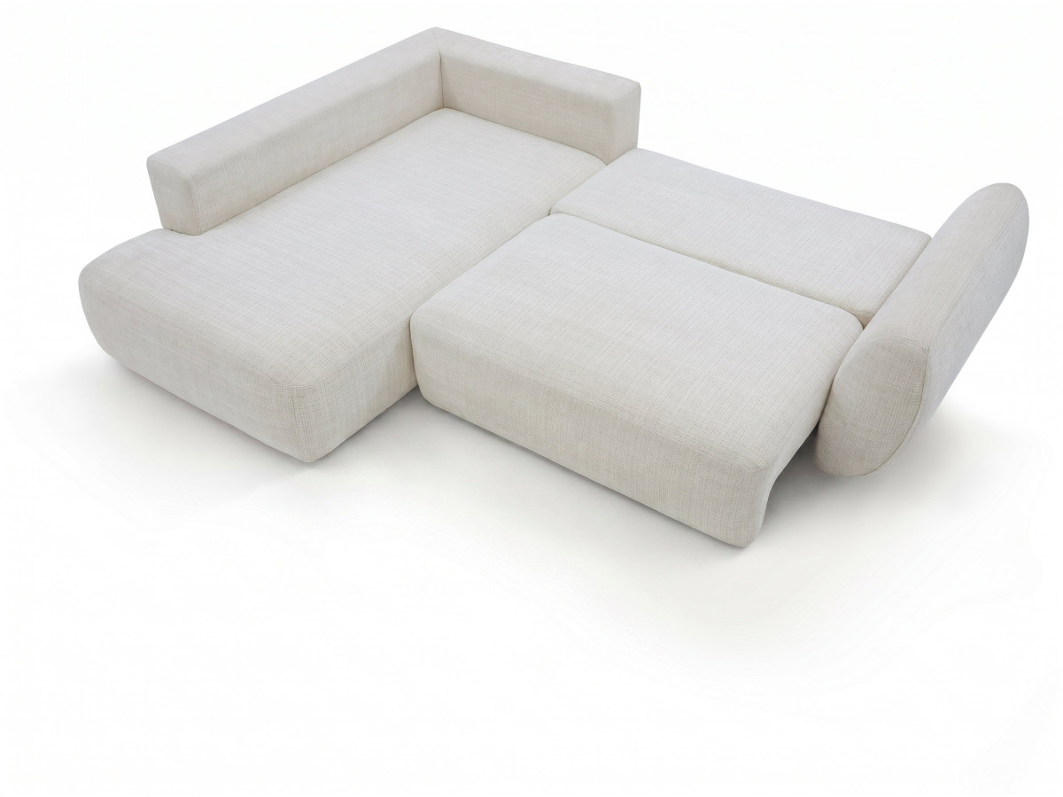Sofa Moduł narożny L rozkładany z pojemnikiem DENISE tkanina strukturalna
