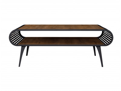 Table basse avec niche 120 cm BILLIE effet bois et métal