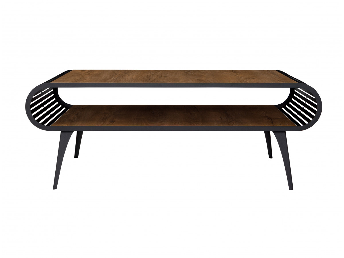 Salontafel met nis 120 cm BILLIE hout- en metaaleffect