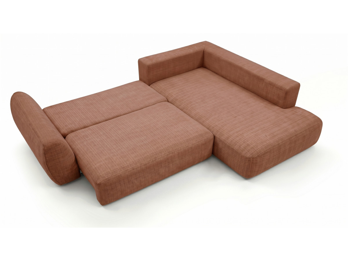 Sofa Moduł narożny L rozkładany z pojemnikiem DENISE tkanina strukturalna