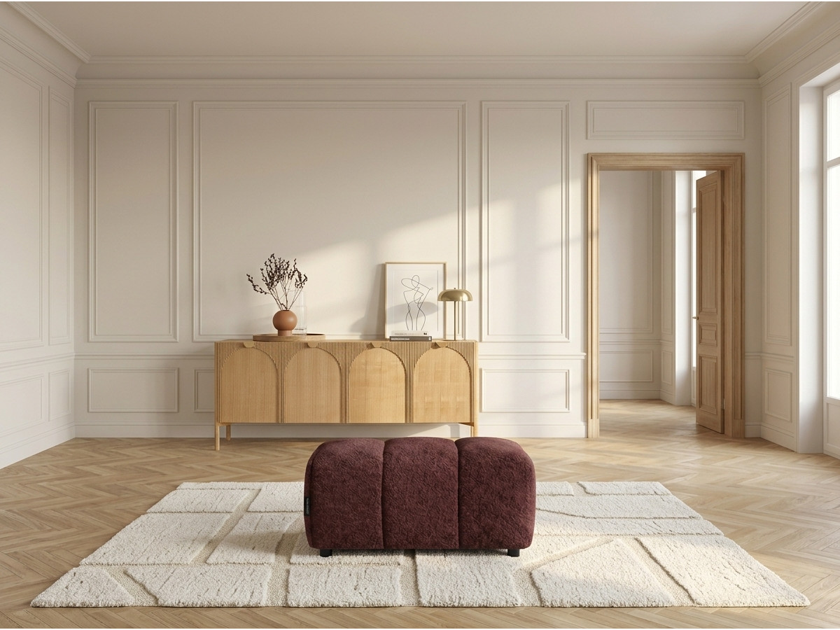 Pouf ROXELANE bouclette rouge — vue 5
