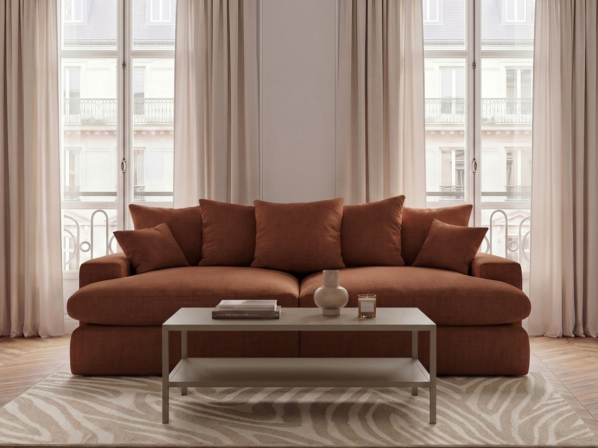 Sofa 3-osobowa z głębokim siedziskiem NEVADA gładka tkanina