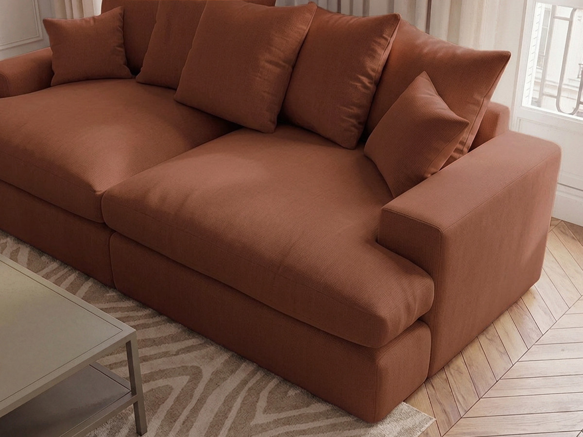 Sofa 3-osobowa z głębokim siedziskiem NEVADA gładka tkanina
