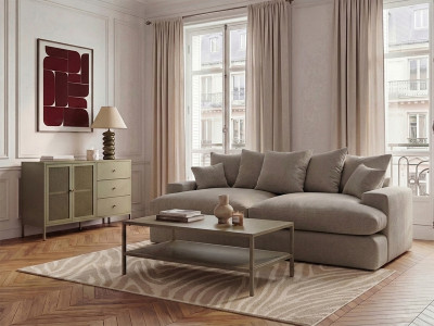 Canapé 3 places causeuse avec assise profonde NEVADA tissu lisse