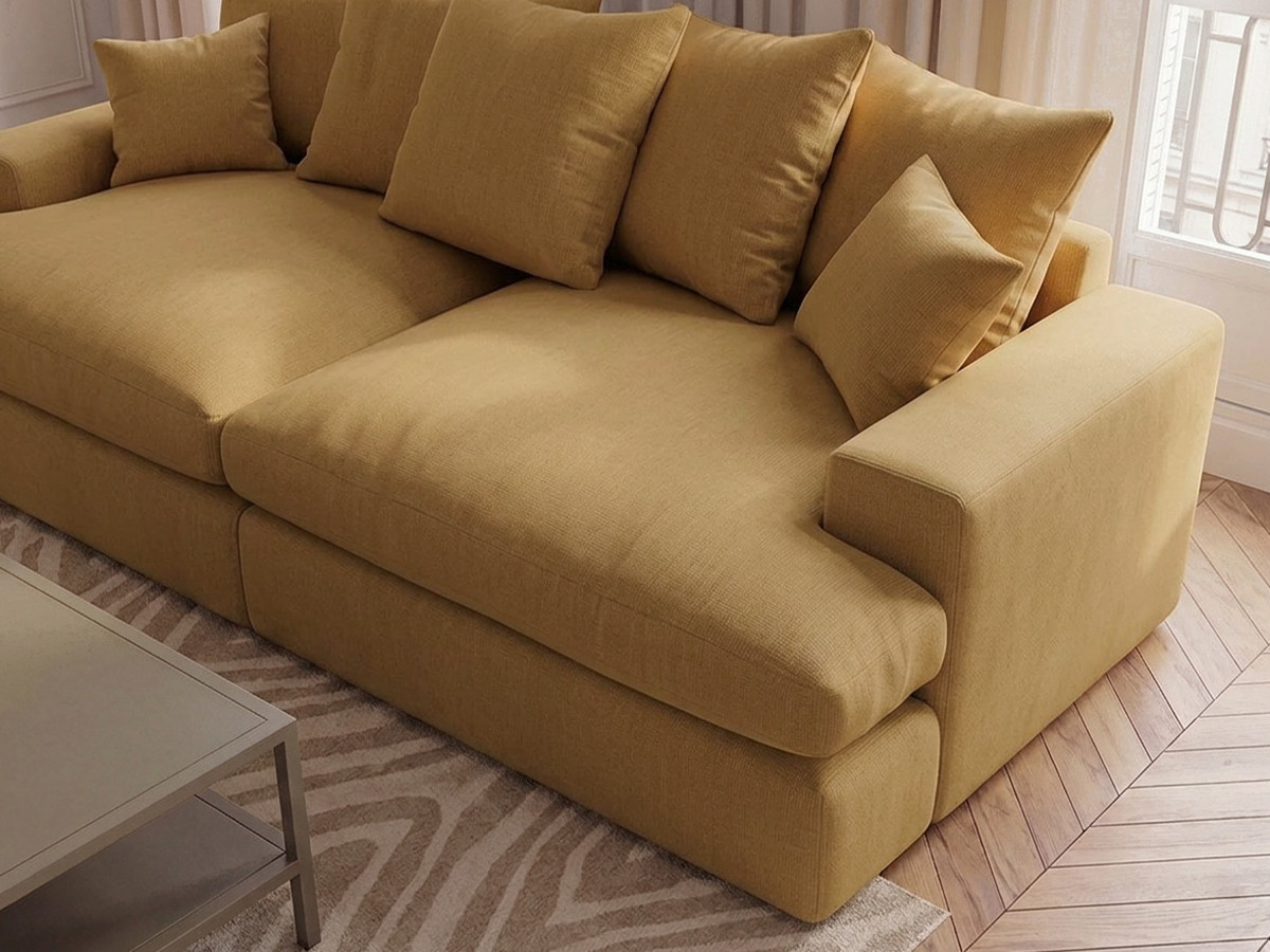 Sofa 3-osobowa z głębokim siedziskiem NEVADA gładka tkanina