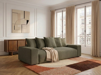 Canapé droit convertible coffre VOLTAIRE tissu chiné