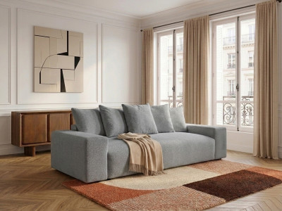 Canapé droit convertible coffre VOLTAIRE tissu chiné