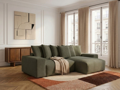 Canapé d'angle convertible réversible coffre VOLTAIRE tissu chiné