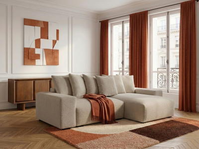Canapé d'angle convertible réversible coffre VOLTAIRE tissu chiné