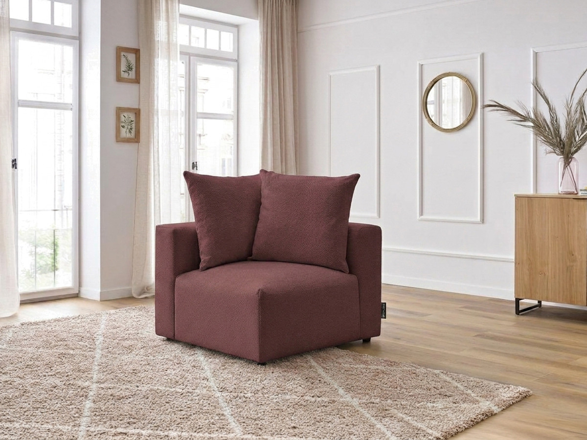 Angle pour canapé modulable VOLTAIRE tissu chiné rouge  angle gauche BOBOCHIC 1 places