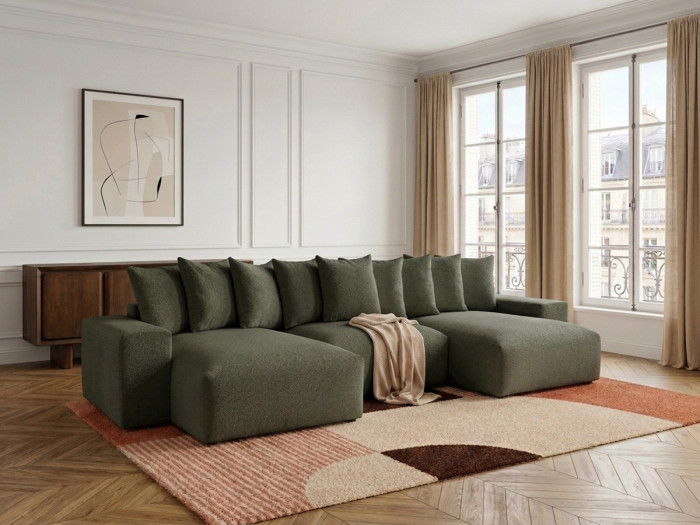 Canapé panoramique fixe VOLTAIRE tissu chiné