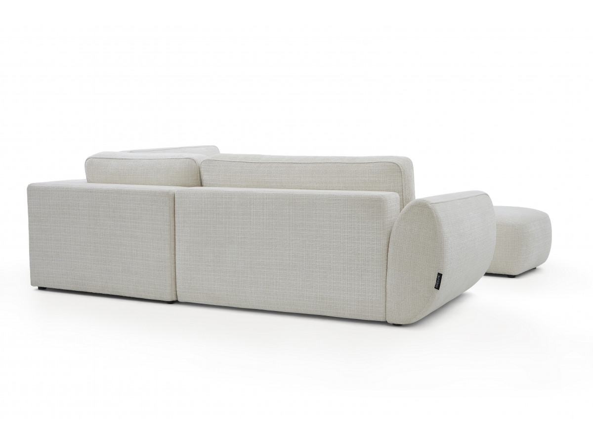 Sofa Moduł narożny L rozkładany z pojemnikiem DENISE tkanina strukturalna z pufą