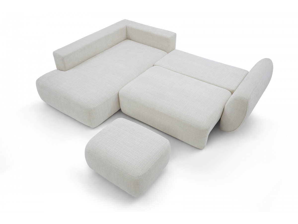 Sofa Moduł narożny L rozkładany z pojemnikiem DENISE tkanina strukturalna z pufą