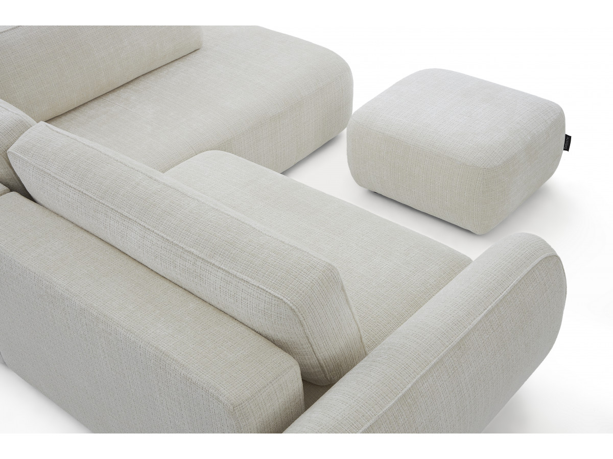 Sofa Moduł narożny L rozkładany z pojemnikiem DENISE tkanina strukturalna z pufą