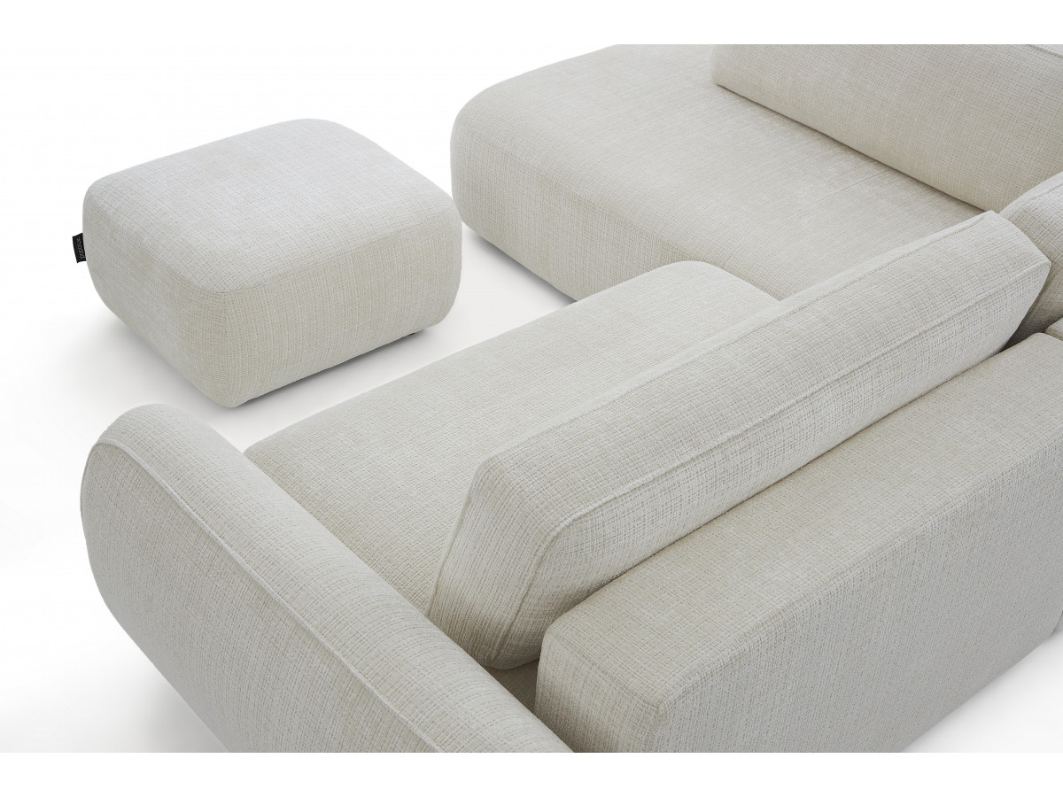 Sofa Moduł narożny L rozkładany z pojemnikiem DENISE tkanina strukturalna z pufą