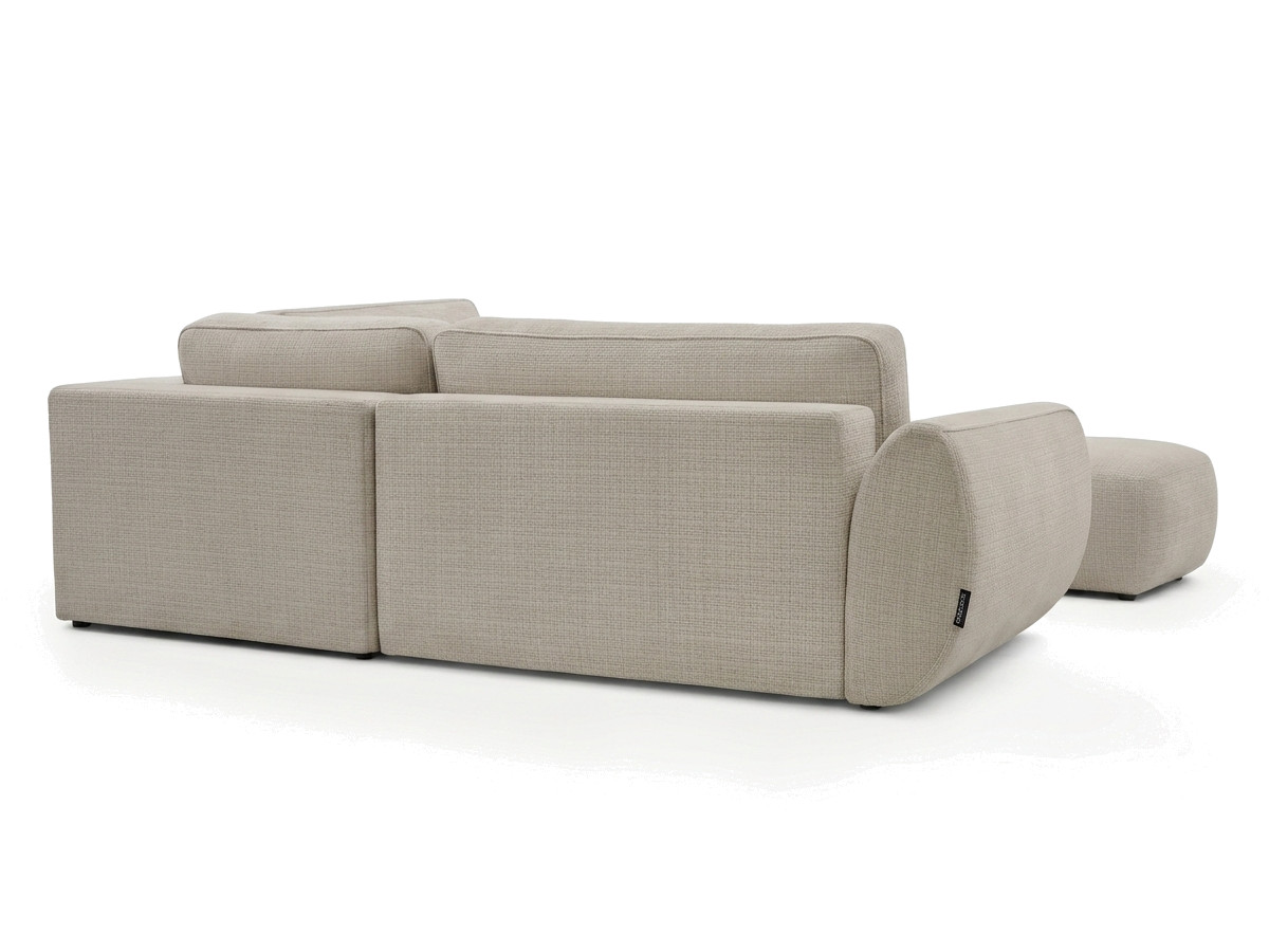 Sofa Moduł narożny L rozkładany z pojemnikiem DENISE tkanina strukturalna z pufą