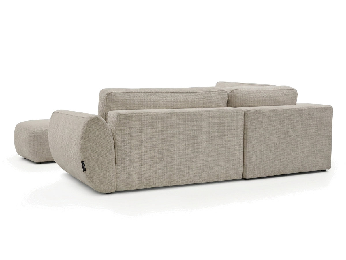 Sofa Moduł narożny L rozkładany z pojemnikiem DENISE tkanina strukturalna z pufą