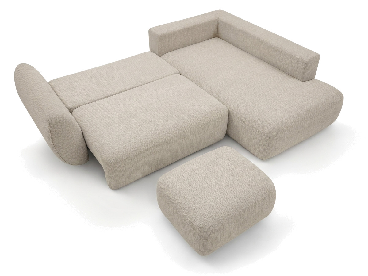 Sofa Moduł narożny L rozkładany z pojemnikiem DENISE tkanina strukturalna z pufą