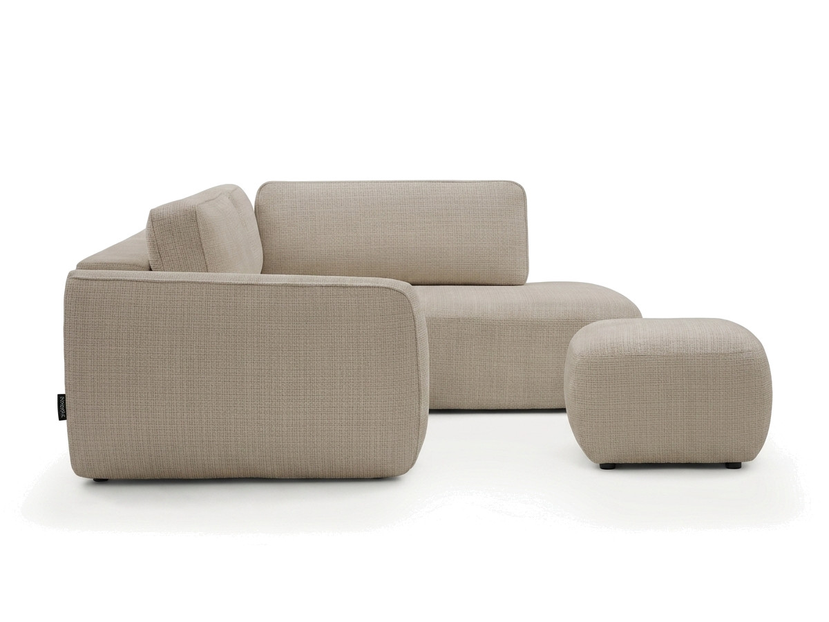 Sofa Moduł narożny L rozkładany z pojemnikiem DENISE tkanina strukturalna z pufą