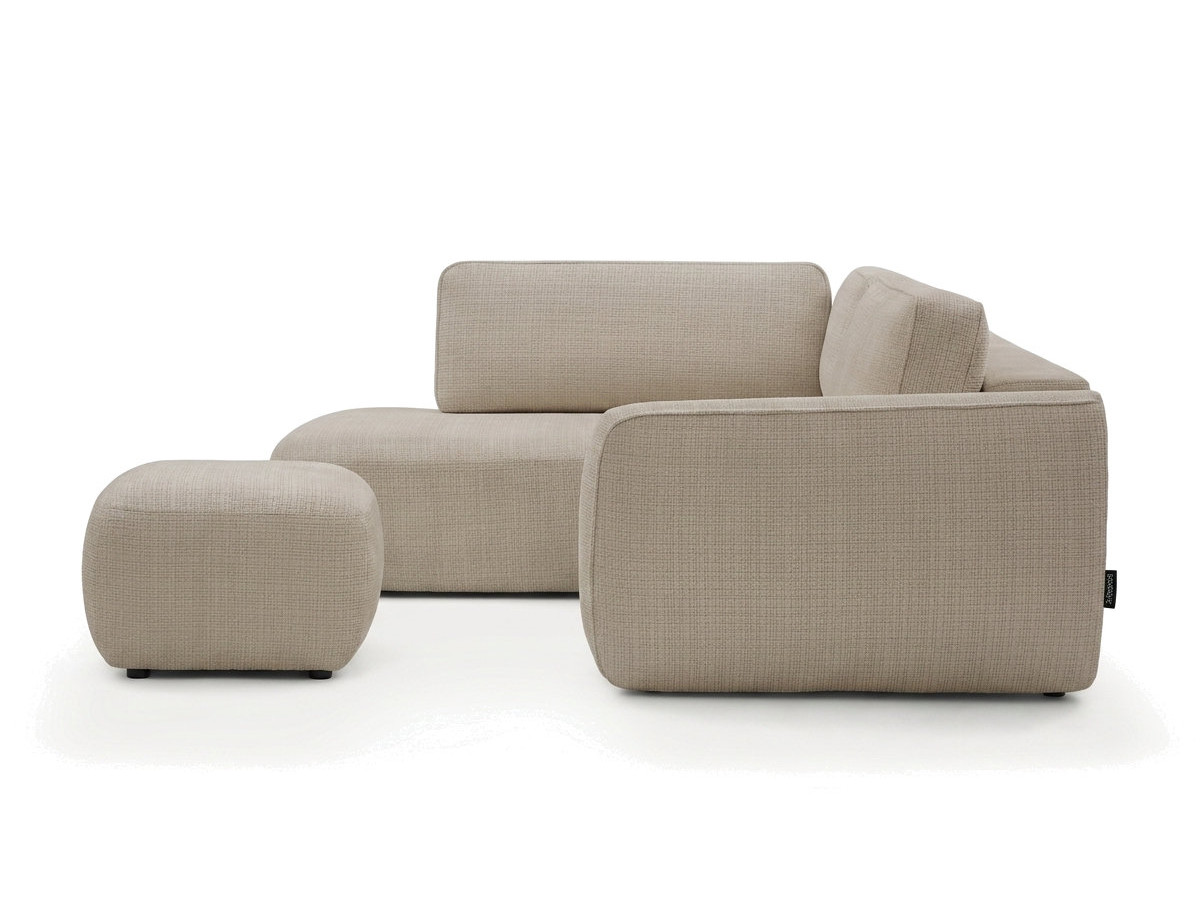 Sofa Moduł narożny L rozkładany z pojemnikiem DENISE tkanina strukturalna z pufą