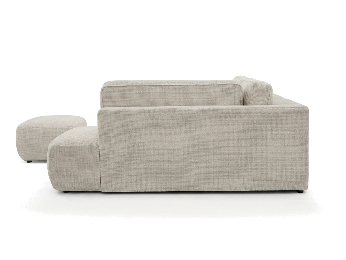 Sofa Moduł narożny L rozkładany z pojemnikiem DENISE tkanina strukturalna z pufą