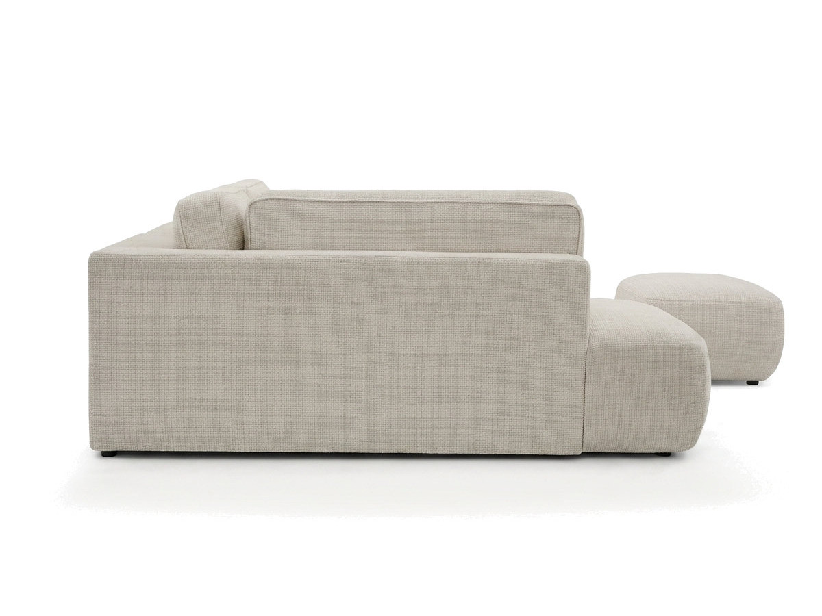 Sofa Moduł narożny L rozkładany z pojemnikiem DENISE tkanina strukturalna z pufą