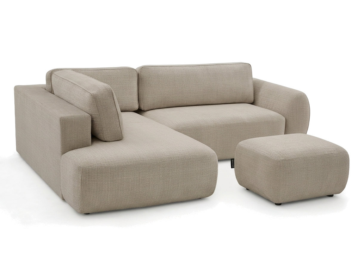 Sofa Moduł narożny L rozkładany z pojemnikiem DENISE tkanina strukturalna z pufą