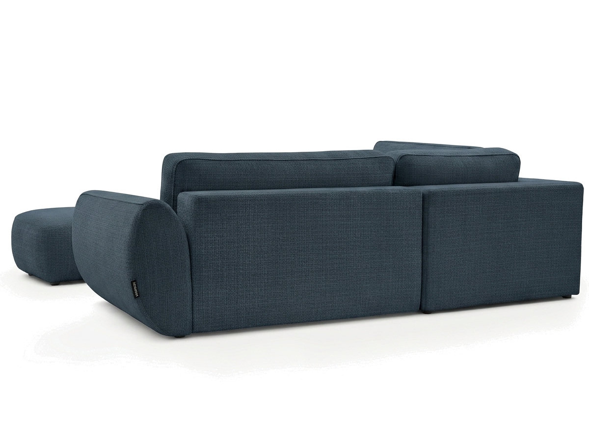 Sofa Moduł narożny L rozkładany z pojemnikiem DENISE tkanina strukturalna z pufą