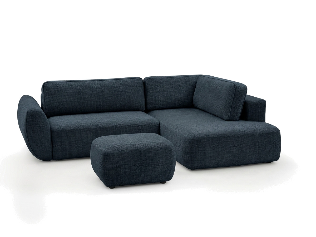 Sofa Moduł narożny L rozkładany z pojemnikiem DENISE tkanina strukturalna z pufą