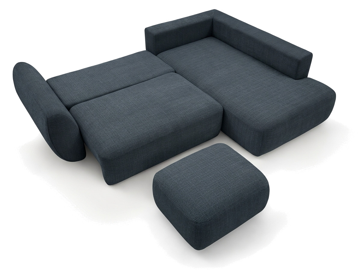 Sofa Moduł narożny L rozkładany z pojemnikiem DENISE tkanina strukturalna z pufą