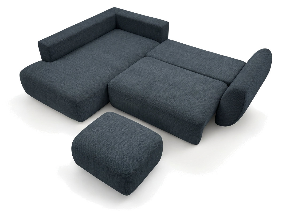 Sofa Moduł narożny L rozkładany z pojemnikiem DENISE tkanina strukturalna z pufą
