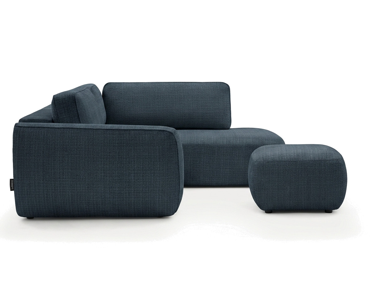 Sofa Moduł narożny L rozkładany z pojemnikiem DENISE tkanina strukturalna z pufą